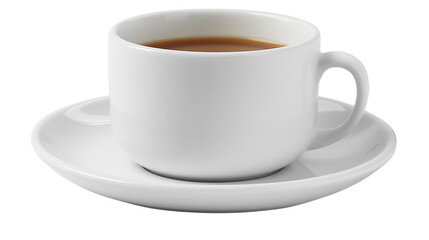 Fototapeta premium White coffee mug with steam, realistic office prop, isolated PNG