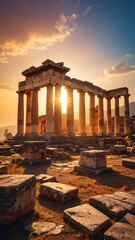 Fototapeta premium Ancient temple at sunset (1)