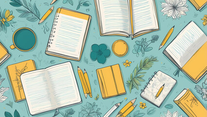 Seamless Doodle Vector Background Homeschooling and Education