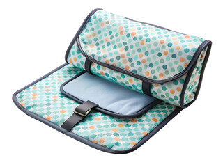 Portable baby changing mat with colorful polka dot pattern isolated on transparent background