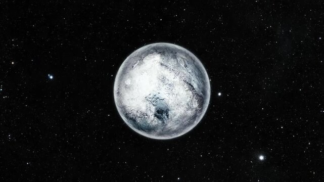 Realistic 3d Eris fictional Planet in Starry Space Galaxy