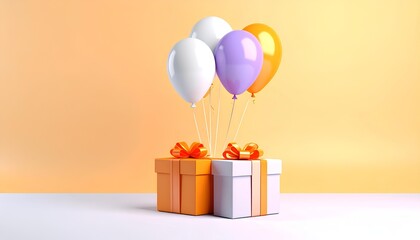 Colorful celebration concept with vibrant balloons and gift boxes ready for a surprise party or special occasion.