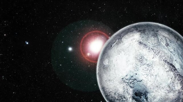 Realistic 3d Eris fictional Planet in Starry Space Galaxy