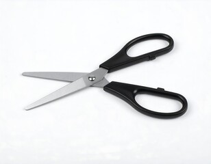 Pair of black-handled scissors on white background