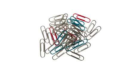 Paper clips isolated on PNG background.
