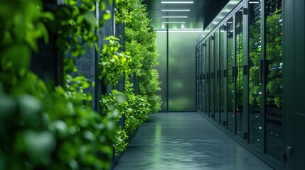 biophilic server room for AI cloud processing