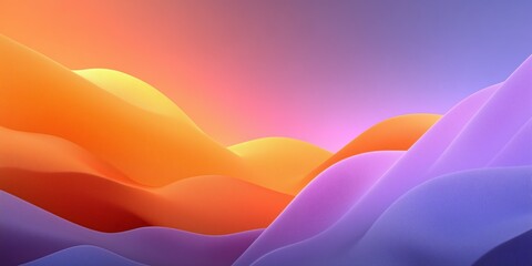 A surreal rolling landscape in orange, pink, and purple gradients resembling soft textured dunes under a glowing sky.


