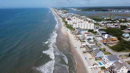 Raleigh, North Caronlina, Beach, Topsail, Drone, Capitol, City, Ocean, Pier, Skyline