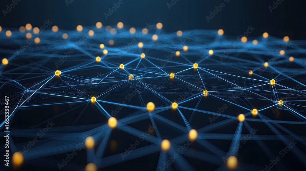 Aufkleber abstract network of interconnected nodes