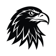 Obraz premium Black Eagle Head Silhouette with Sharp Features hawk