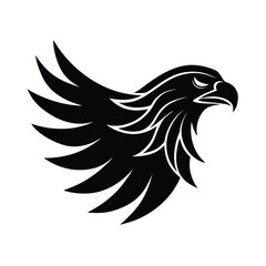 Obraz premium Black stylized eagle in flight with flowing feathers