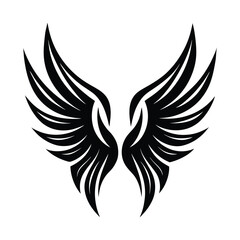 Obraz premium Black stylized wings on white background vector illustration