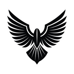Fototapeta premium Black stylized eagle with wings spread wide in symmetry