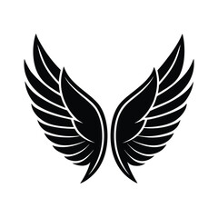 Obraz premium Pair of black stylized wings on white background vector