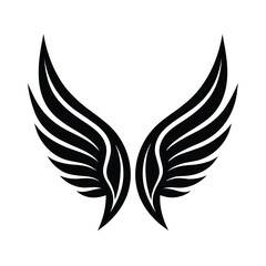 Obraz premium Black stylized symmetrical wings on white background