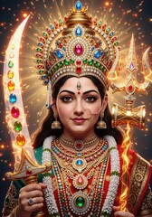 Sherawali Devi for Diwali Deepawali Art