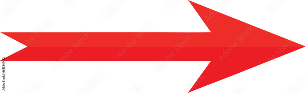 Poster red arrow pointing to the right, isolated on white background