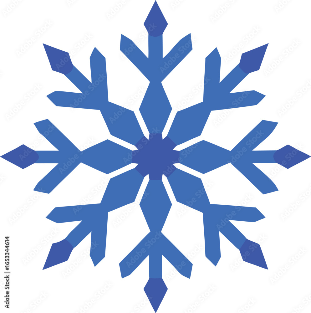 Poster blue snowflake design with multiple points, isolated on white background