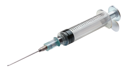 Medical syringe isolated on transparent background