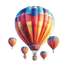Fototapeta premium Colorful hot air balloons against black backdrop. Floating and flying high