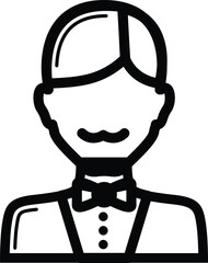 Flat Vector Icon of Waiter or Server for Hospitality and Restaurant Service Design