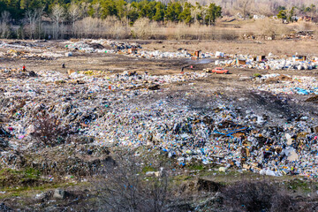 View on a huge rubbish dump. Environmental pollution