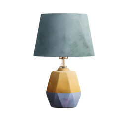 Lamp with a blue and yellow base