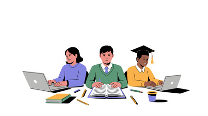 Obraz premium Students focused on studying.