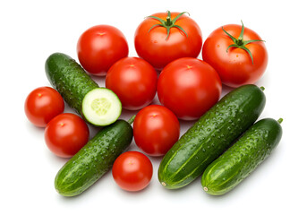 Fresh, vibrant tomatoes and cucumbers ready for healthy eating, cooking, and delicious recipes