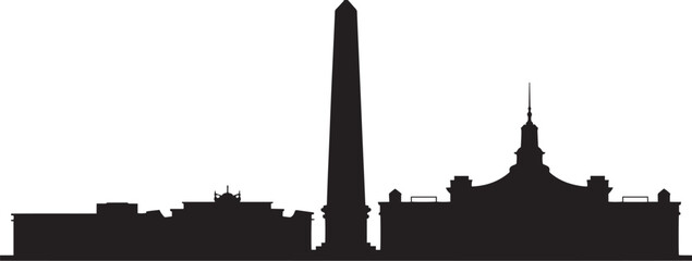 Washington DC Skyline Silhouette Vector Illustration with Famous Landmarks and Monuments