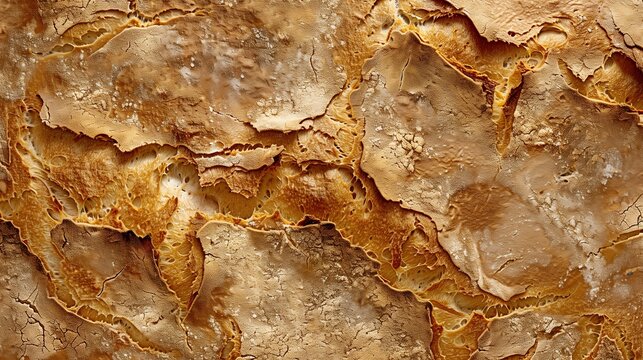 close-up view of rustic bread texture filling the entire frame, detailed crust with golden brown color