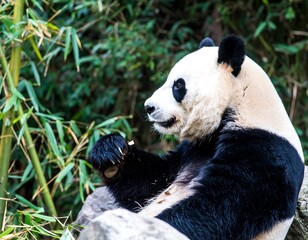 Obraz premium Panda eating bamboo