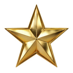 A shiny gold star isolated on transparent background representing success and achievement