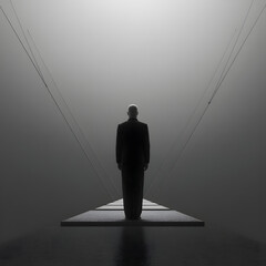 Obraz premium Sometimes we humans are left alone on a difficult path and darkness, difficulties and loneliness follow us, but we still have to continue on that path.