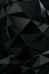 Fototapeta premium A modern abstract dark background with layered 3D cut-out geometric shapes, matte black overlapping patterns, futuristic design with depth and shadow, minimal luxury aesthetic, abstract carved grid