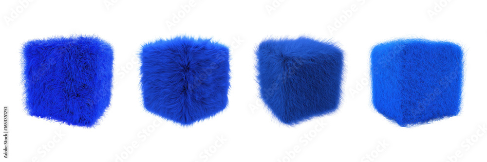 Aufkleber furry blue cubes set. abstract texture and design elements collection isolated on transparent backgr