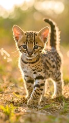 Adorable kitten in dappled sunlight