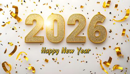 Greeting happy new year 2026. Beautiful holiday greeting banner or background with text Happy New Year 2026