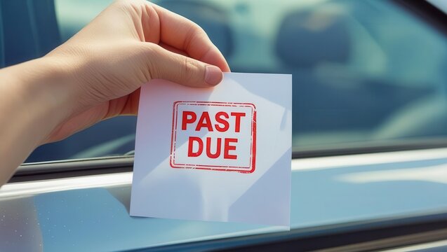 Auto loan delinquency and car repossession notice in urban environment highlighting vehicle repossession process
