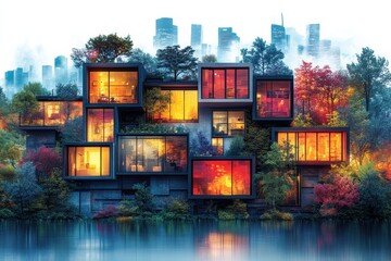 Innovative urban living designs blending nature and architecture in a modern skyline