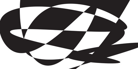 A geometric checkered flag pattern design symbolizing a race finish line