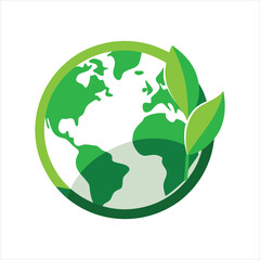 Green Earth Planet Concept Logo Icon Vector Illustration