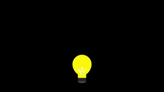 2D yellow bulb animation isolated in black background