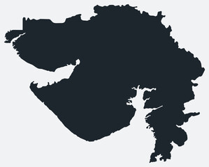 Gujarat map. Just a simple border map. Shape of the state. Flat blank Gujarat outline. Vector boundary illustration.
