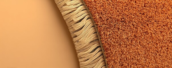 Fototapeta premium Warm Orange Shaggy Carpet and Woven Texture
