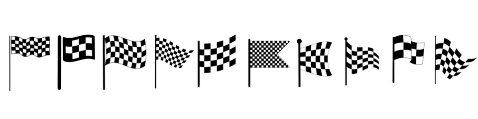 Racing flag icon vector set. Race illustration sign collection. Finish symbol or logo.