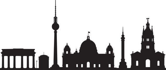 Fototapeta premium Berlin Germany Skyline Silhouette Vector Illustration Depicting Iconic Landmarks