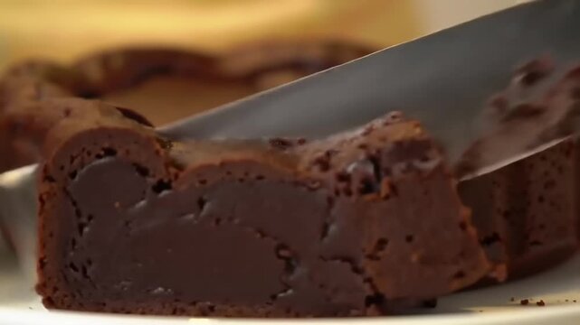 Close-up of a rich chocolate cake