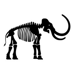 Mammoth Skeleton Silhouette: A striking monochrome illustration of a mammoth skeleton, conveying an aura of history, paleontology, and the majesty of prehistoric creatures.
