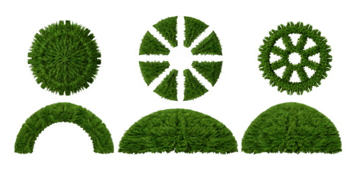 Green grass shapes isolated on a transparent background